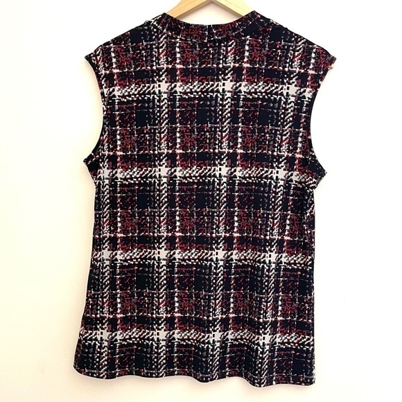 3/$20 ❤️ JONES Studio Black Red Abstract Cap Sleeve Top US XL - Picture 2 of 6